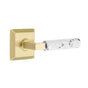 Emtek - Select Privacy, Quincy Rosette US4, L-Square Stem US4, Light Terrazzo Handle, RH - Satin Brass