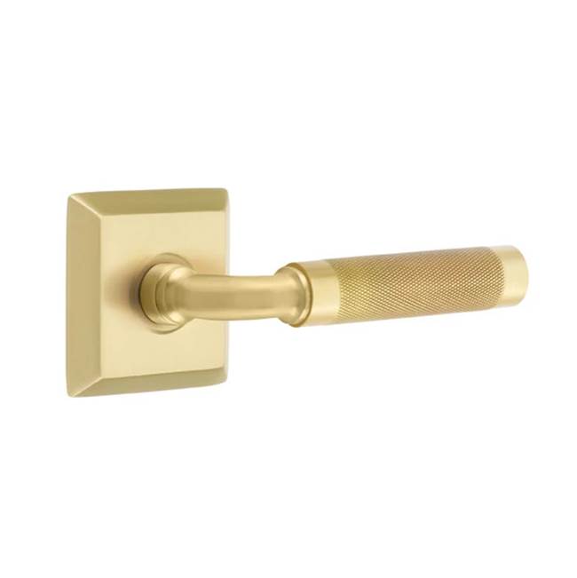 Emtek - Passage, Quincy Rosette US4, R-Bar Stem US4, Knurled Handle US4 LH - Satin Brass