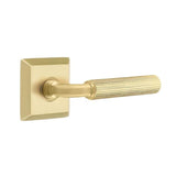 Emtek - Concealed Fastener Privacy, Quincy Rosette US4, R-Bar Stem US4, Straight Knurled Handle US4 - Satin Brass