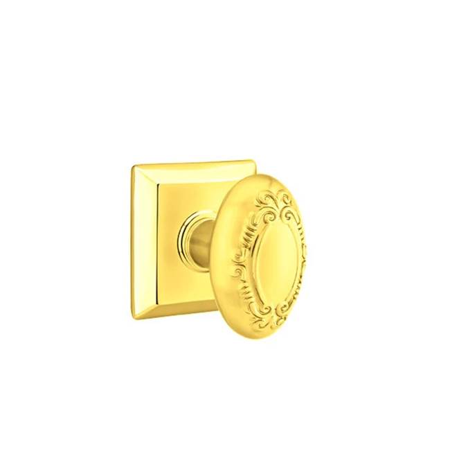 Emtek - Privacy, Quincy Rosette, Victoria Knob, US3NL - Unlacquered Brass
