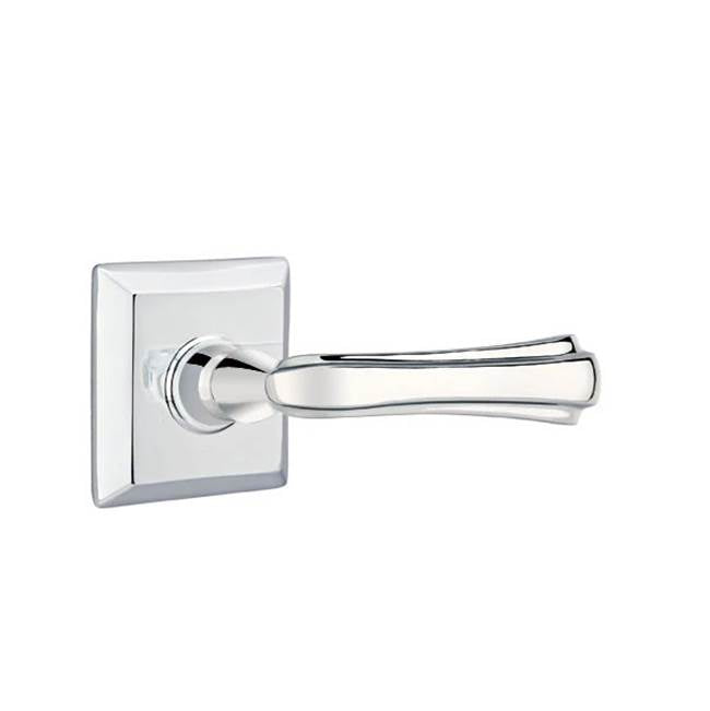 Emtek - Concealed, Privacy, Quincy Rosette, Wembley Lever, US26 - Polished Chrome
