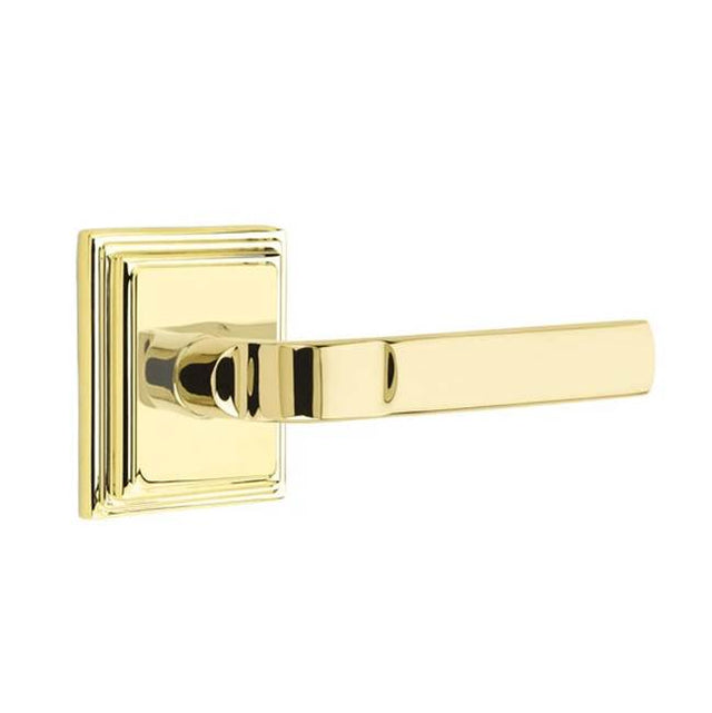Emtek - Privacy, Wilshire Rosette, Aston Lever, LH, US3NL - Unlacquered Brass
