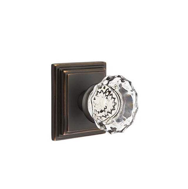 Emtek - Concealed, Privacy, Wilshire Rosette, Astoria Clear Knob, US10B - Oil Rubbed Bronze