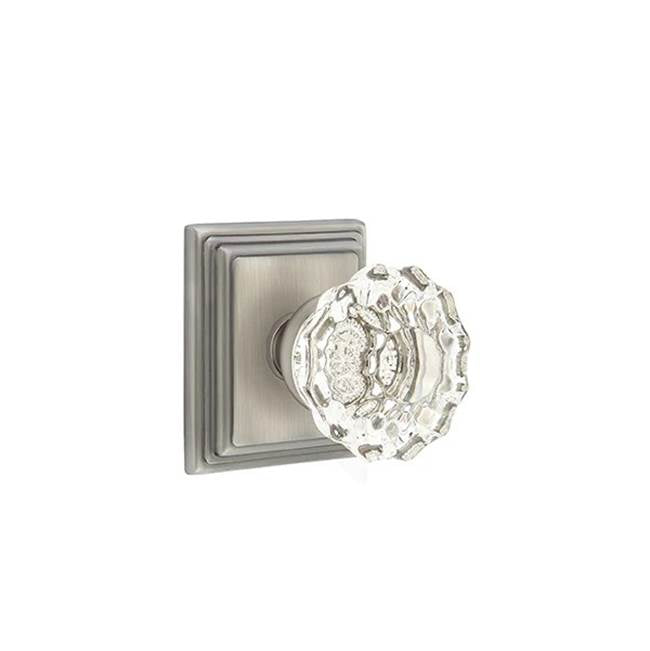 Emtek - Concealed, Privacy, Wilshire Rosette, Astoria Clear Knob, US15A - Pewter