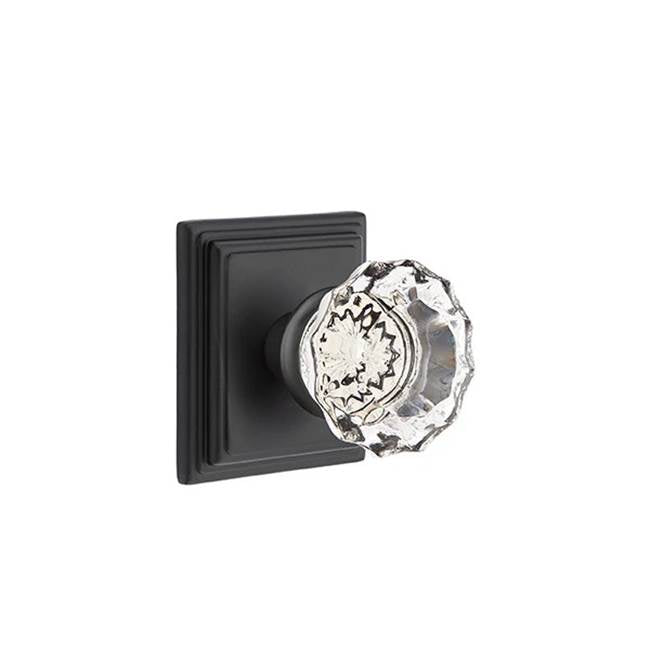 Emtek - Concealed, Privacy, Wilshire Rosette, Astoria Clear Knob, US19 - Flat Black
