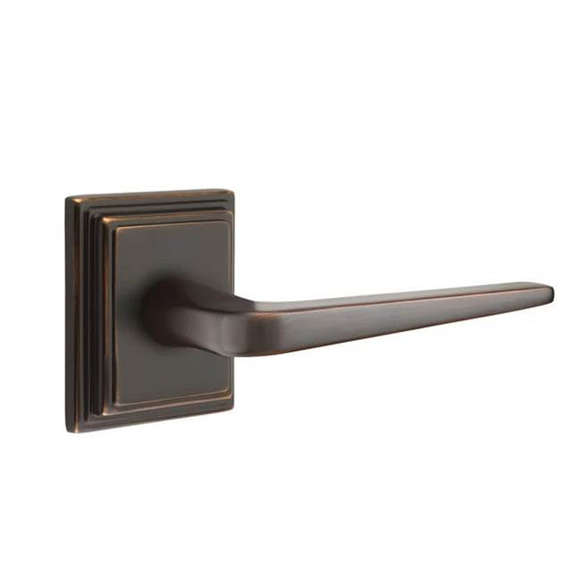 Emtek - Privacy, Wilshire Rosette, Athena Lever, LH, US10B - Oil Rubbed Bronze
