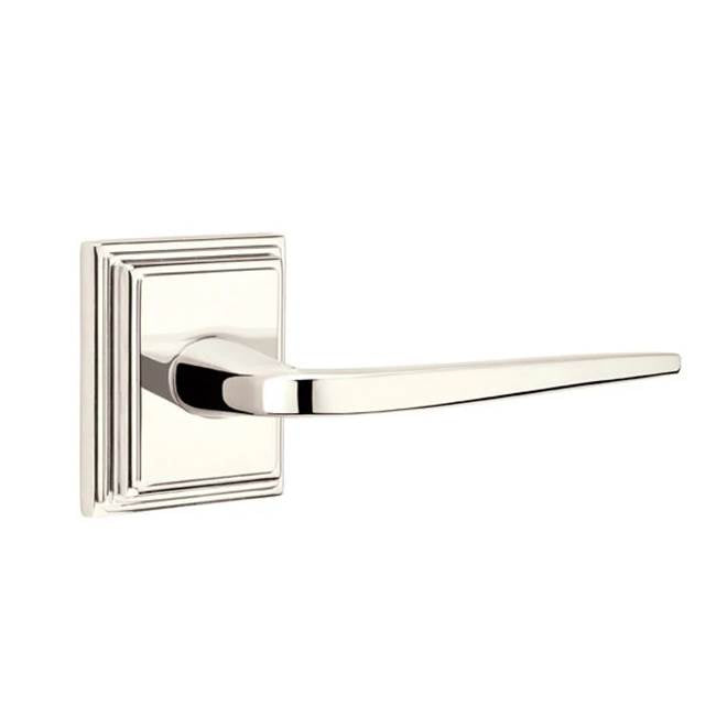 Emtek - Privacy, Wilshire Rosette, Athena Lever, RH, US14 - Polished Nickel