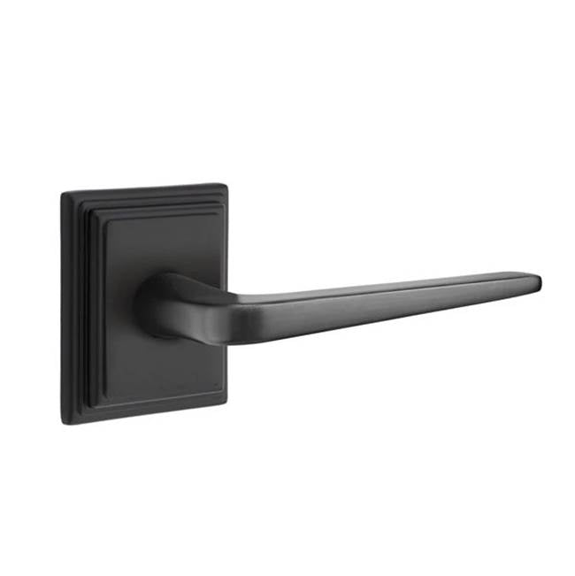 Emtek - Privacy, Wilshire Rosette, Athena Lever, LH, US19 - Flat Black