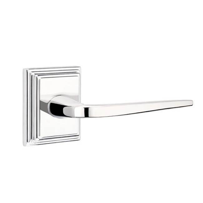 Emtek - Privacy, Wilshire Rosette, Athena Lever, LH, US26 - Polished Chrome