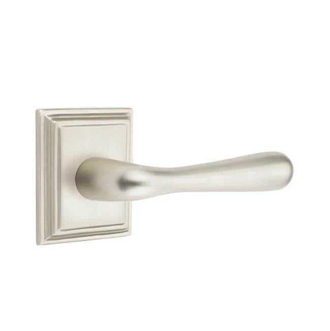 Emtek - Privacy, Wilshire Rosette, Basel Lever, RH, US15 - Satin Nickel
