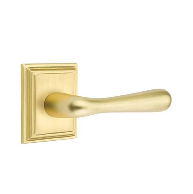 Emtek - Privacy, Wilshire Rosette, Basel Lever, RH, US4 - Satin Brass