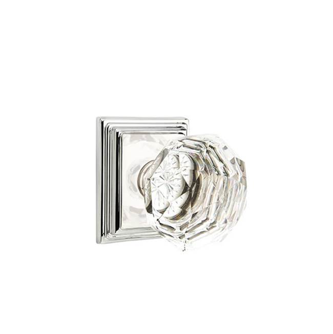 Emtek - Privacy, Wilshire Rosette, Diamond Crystal Knob, US14 - Polished Nickel