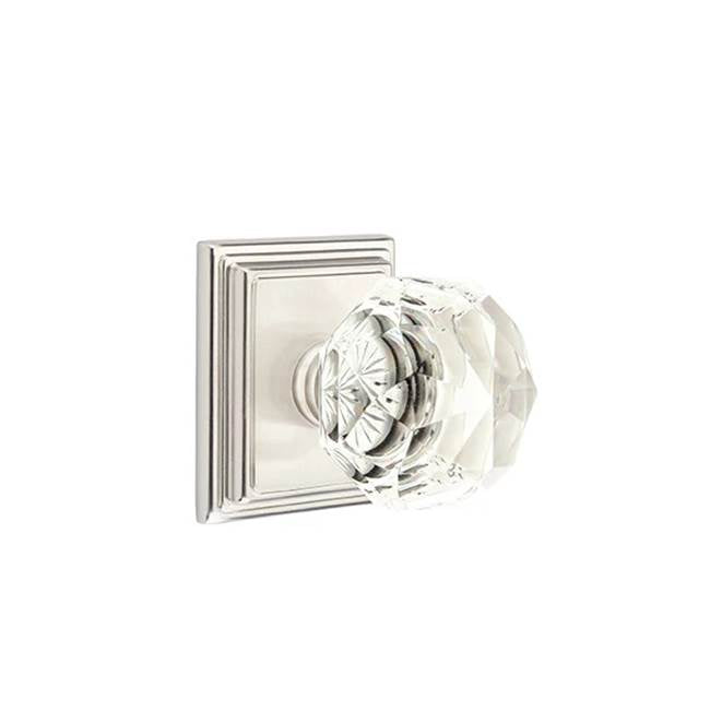 Emtek - Privacy, Wilshire Rosette, Diamond Crystal Knob, US15 - Satin Nickel