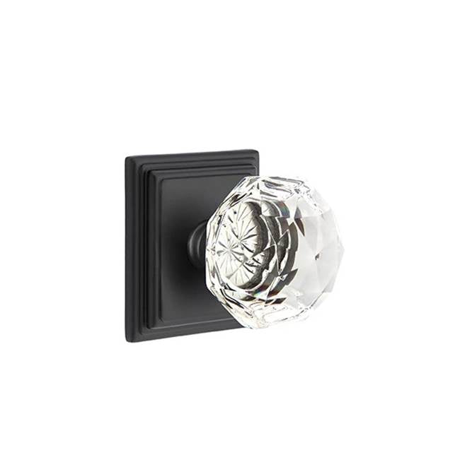 Emtek - Passage, Wilshire Rosette, Diamond Crystal Knob, US19 - Flat Black