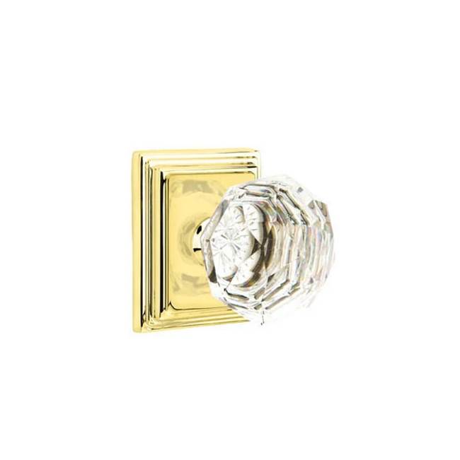 Emtek - Privacy, Wilshire Rosette, Diamond Crystal Knob, US3NL - Unlacquered Brass