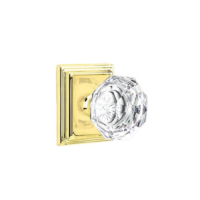 Emtek - Concealed, Passage, Wilshire Rosette, Diamond Crystal Knob, US3 Lifetime - Polished Brass