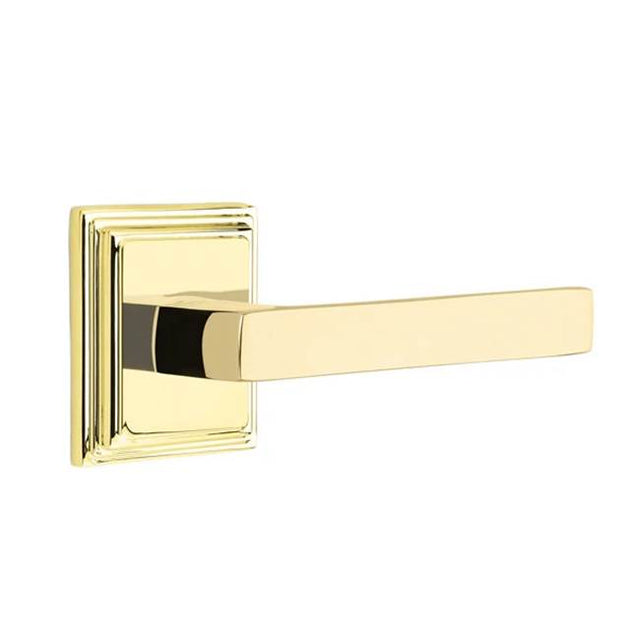 Emtek - Passage, Wilshire Rosette, Dumont Lever, RH, US3NL - Unlacquered Brass
