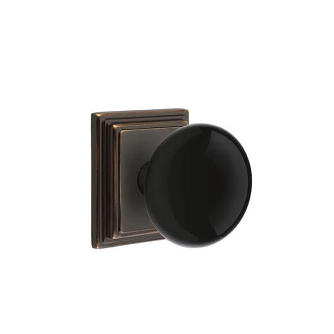 Emtek - Dummy, Wilshire Rosette, Ebony Knob, US10B - Oil Rubbed Bronze