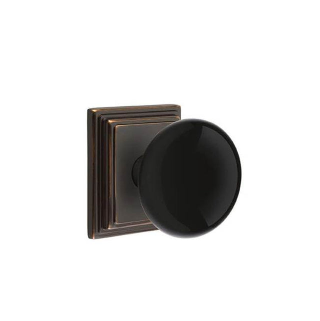 Emtek - Dummy, Wilshire Rosette, Ebony Knob, US10B - Oil Rubbed Bronze