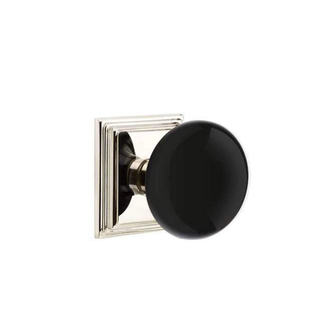 Emtek - Dummy, Wilshire Rosette, Ebony Porcelain Knob, US14 - Polished Nickel