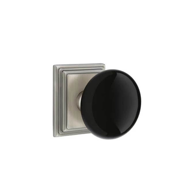 Emtek - Privacy, Wilshire Rosette, Ebony Knob, US15A - Pewter