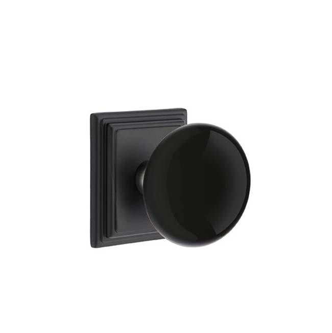 Emtek - Privacy, Wilshire Rosette, Ebony Knob, US19 - Flat Black