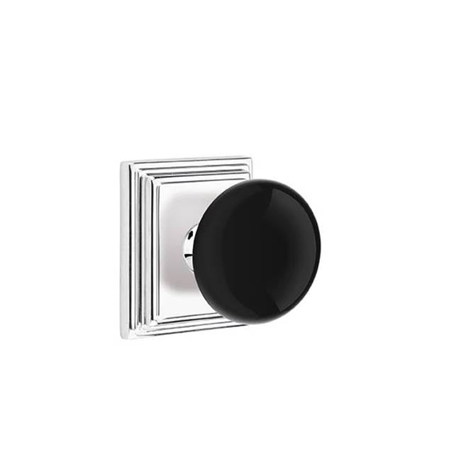 Emtek - Privacy, Wilshire Rosette, Ebony Knob, US26 - Polished Chrome