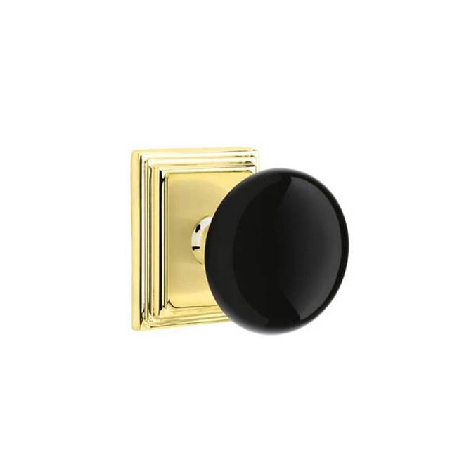 Emtek - Dummy, Wilshire Rosette, Ebony Knob, US3 Lifetime - Polished Brass