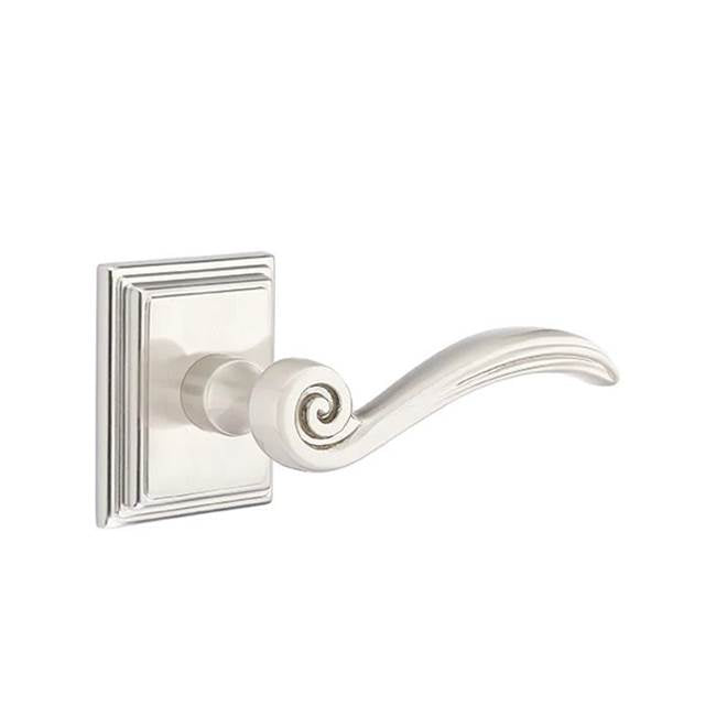 Emtek - Privacy, Wilshire Rosette, Elan Lever, RH, US15 - Satin Nickel