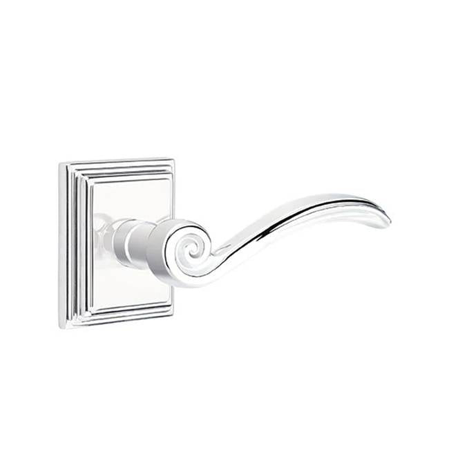 Emtek - Concealed, Privacy, Wilshire Rosette, Elan Lever, US26 - Polished Chrome