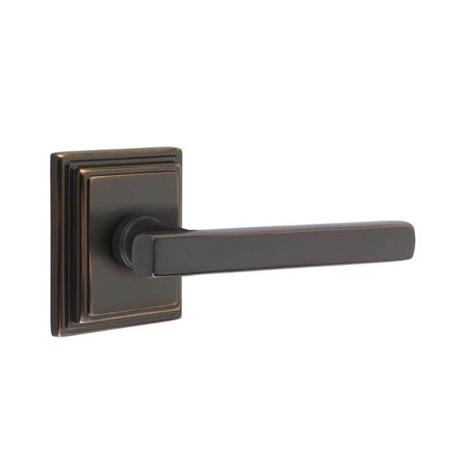 Emtek - Privacy, Wilshire Rosette, Freestone Lever, LH, US10B - Oil Rubbed Bronze