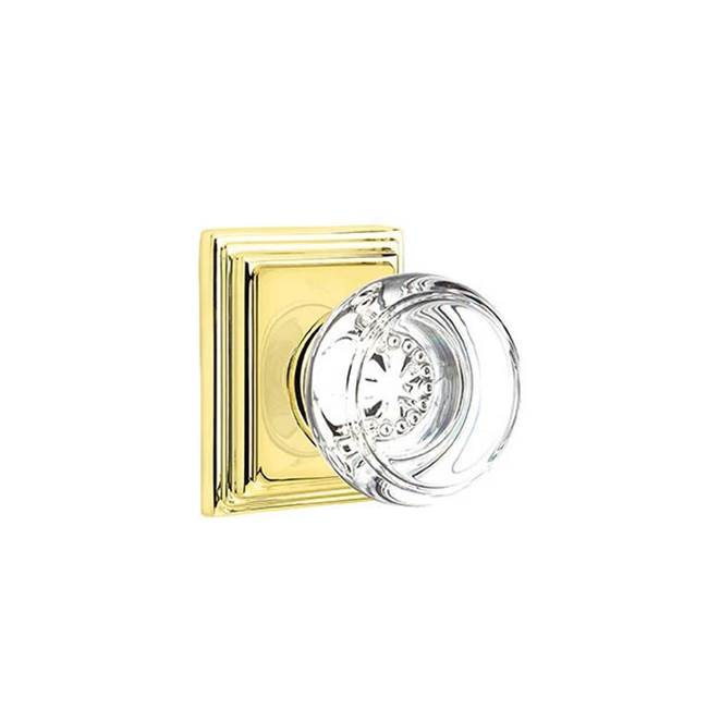 Emtek - Passage, Wilshire Rosette, Georgetown Crystal Knob, US3 Lifetime - Polished Brass