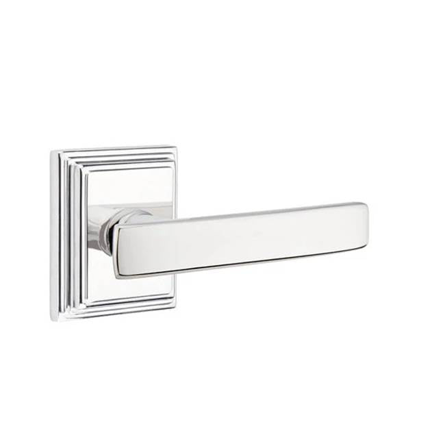 Emtek - Privacy, Wilshire Rosette, Geneva Lever, LH, US26 - Polished Chrome