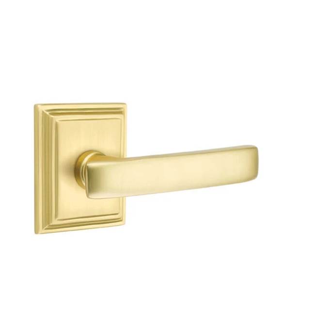Emtek - Passage, Wilshire Rosette, Geneva Lever, LH, US4 - Satin Brass