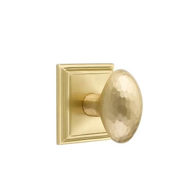 Emtek - Dummy, Wilshire Rosette, Hammered Egg Knob, US4 - Satin Brass