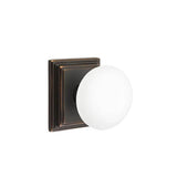 Emtek - Passage, Wilshire Rosette, Ice White Knob, US10B - Oil Rubbed Bronze