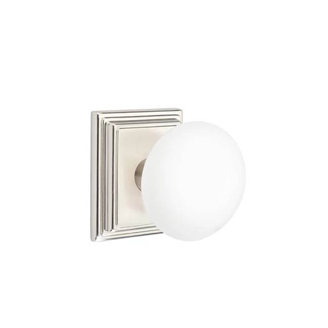 Emtek - Passage, Wilshire Rosette, Ice White Knob, US15 - Satin Nickel