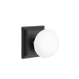 Emtek - Passage, Wilshire Rosette, Ice White Knob, US19 - Flat Black