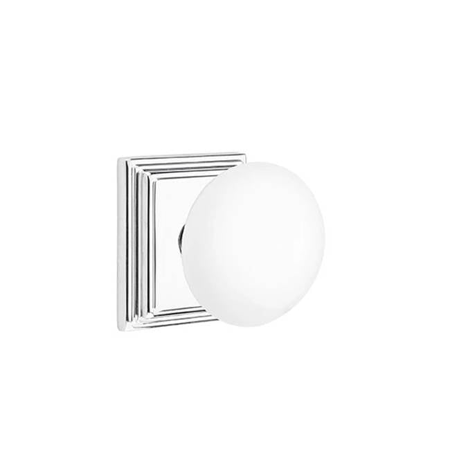 Emtek - Passage, Wilshire Rosette, Ice White Knob, US26 - Polished Chrome