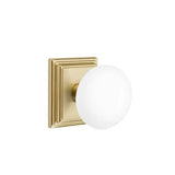 Emtek - Passage, Wilshire Rosette, Ice White Porcelain Knob, US4 - Satin Brass