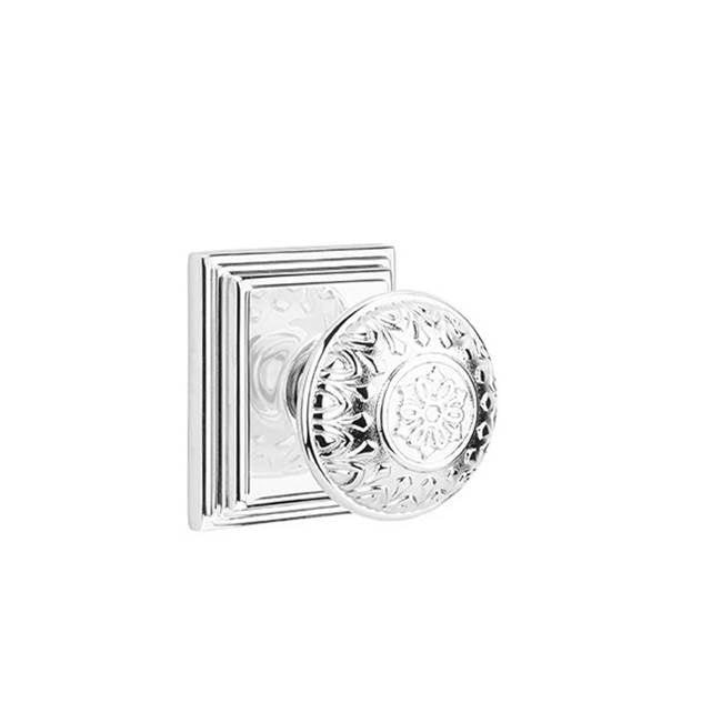 Emtek - Passage, Wilshire Rosette, Lancaster Knob, US26 - Polished Chrome