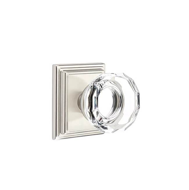 Emtek - Dummy, Wilshire Rosette, Lowell Crystal Knob, US15 - Satin Nickel