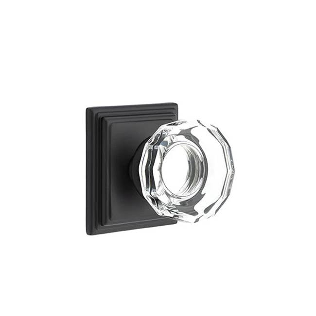 Emtek - Dummy, Wilshire Rosette, Lowell Crystal Knob, US19 - Flat Black