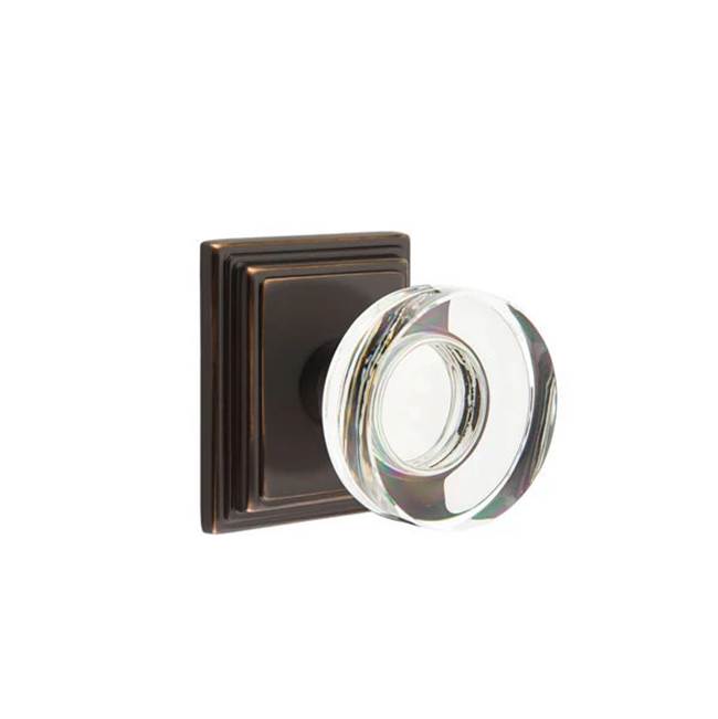 Emtek - Concealed, Passage, Wilshire Rosette, Modern Disc Crystal Knob, US10B - Oil Rubbed Bronze