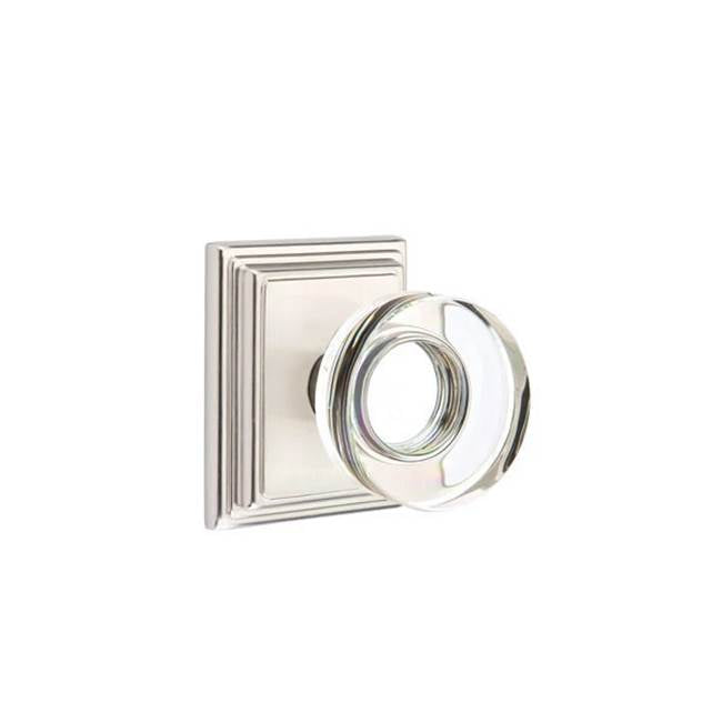 Emtek - Concealed, Passage, Wilshire Rosette, Modern Disc Crystal Knob, US15 - Satin Nickel