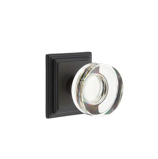 Emtek - Concealed, Passage, Wilshire Rosette, Modern Disc Crystal Knob, US19 - Flat Black
