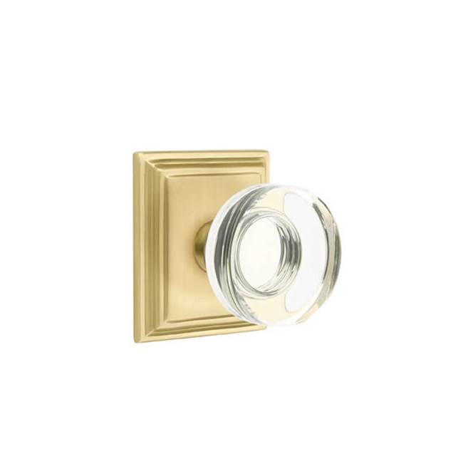Emtek - Concealed, Passage, Wilshire Rosette, Modern Disc Crystal Knob, US4 - Satin Brass
