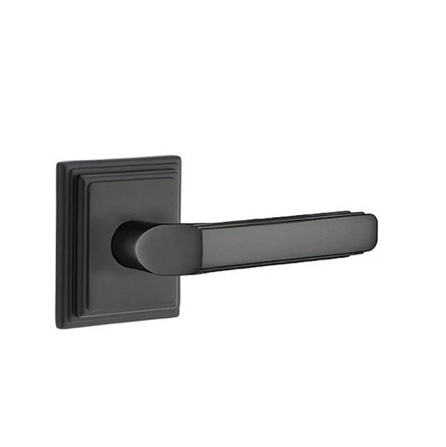 Emtek - Concealed, Privacy, Wilshire Rosette, Milano Lever, US19 - Flat Black