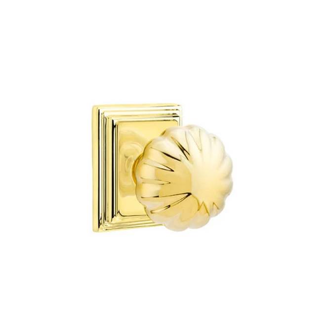 Emtek - Concealed Fastener, Privacy, Wilshire Rosette, Melon Knob, US3NL - Unlacquered Brass