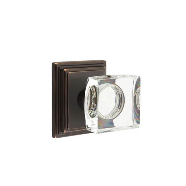 Emtek - Dummy, Wilshire Rosette, Modern Square Crystal Knob, US10B - Oil Rubbed Bronze